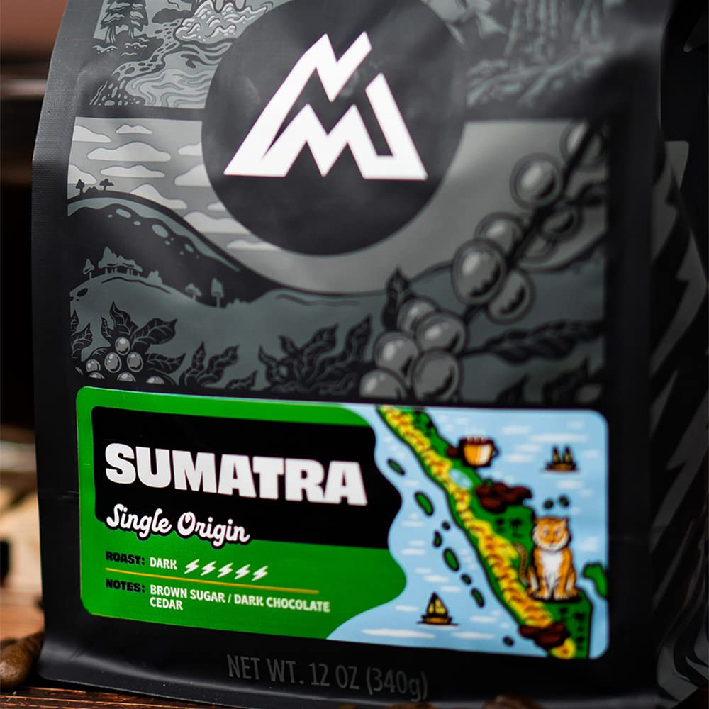 Madrinas  Café Sumatra de origen único – Tostado oscuro  Grano entero de 12 onzas