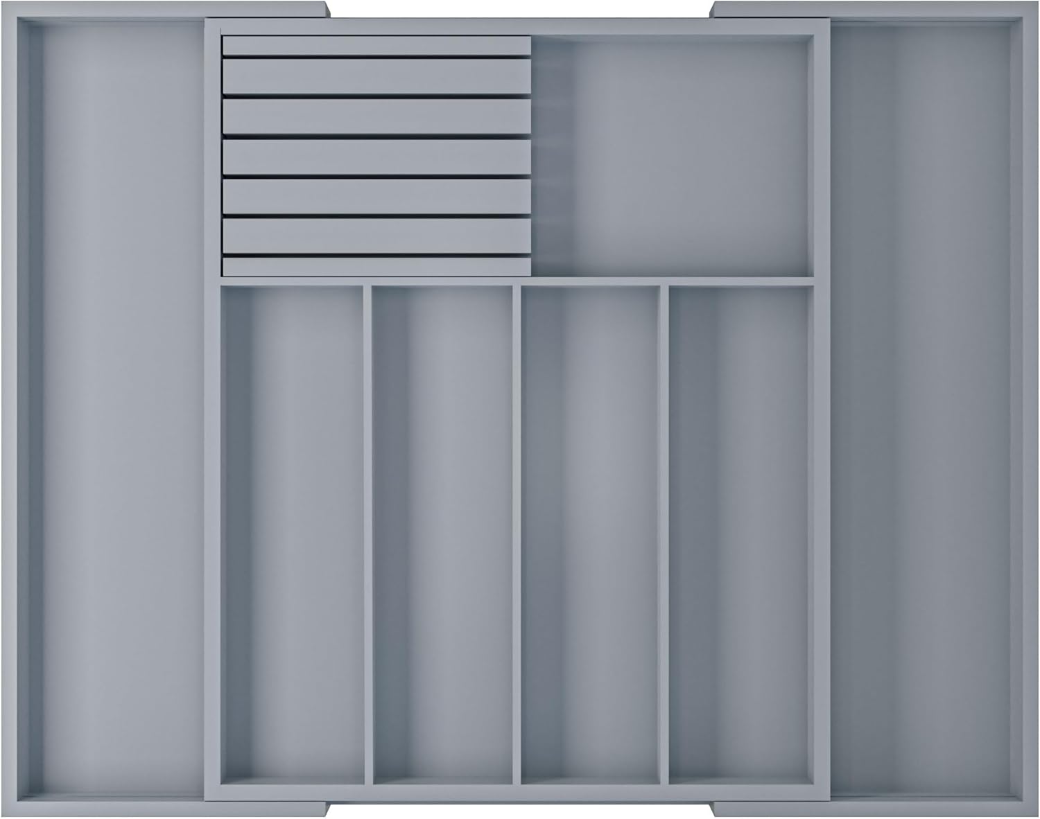 Organizador grande de cajones de utensilios con divisor  Soporte extraíble para cuchillos de cocina, organizador de cubiertos ajustable de bambú
