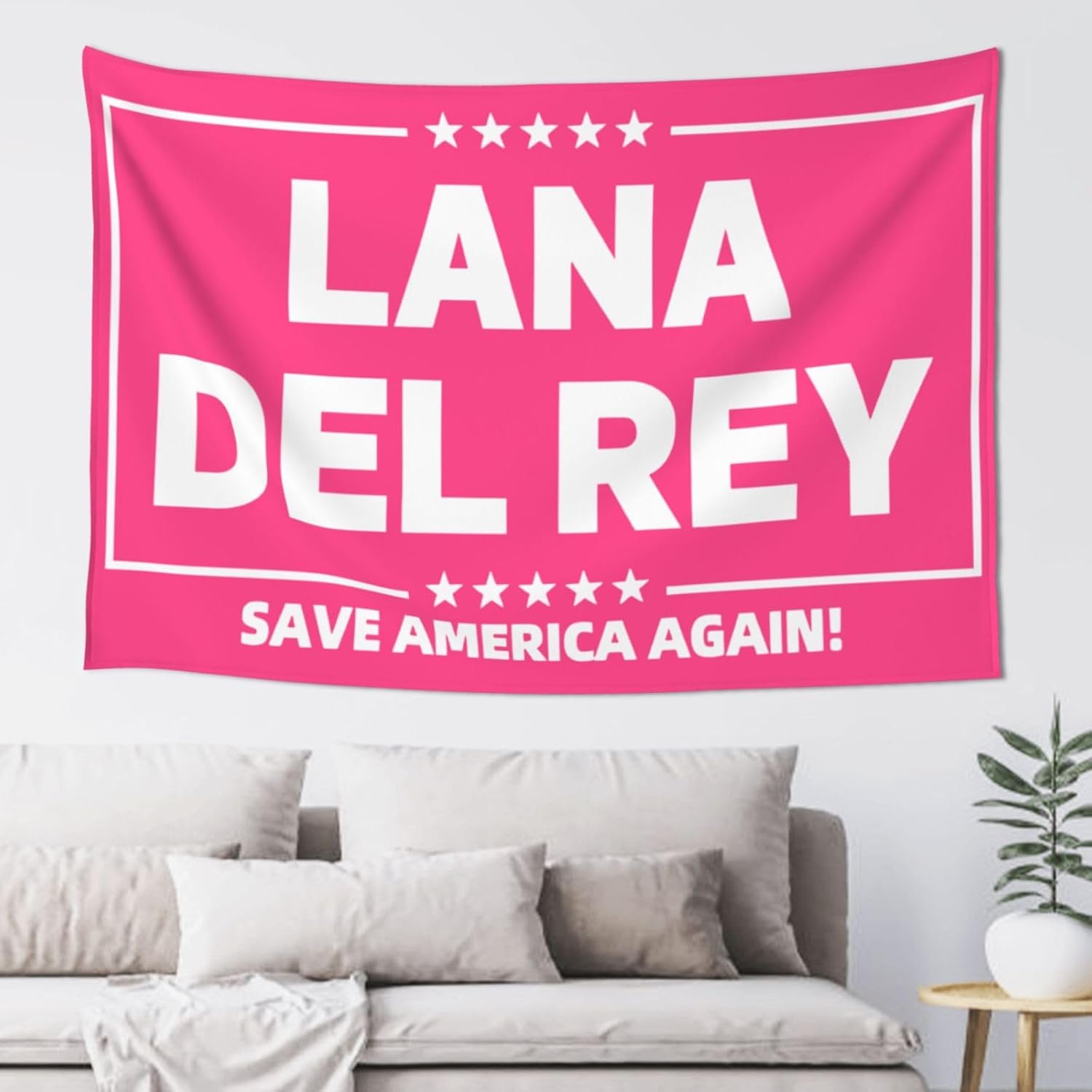 Tapiz de lana con diseño de cantante estadounidense Dels Rays, telón de fondo para colgar en la pared, diseño de bandera estadounidense, tapiz