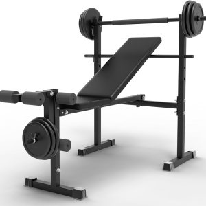 Rigel Juego de banco de pesas olímpico ajustable 6 en 1 de 600 libras con extensión de piernas y rizo de piernas, juego de prensa de banco Rigel Juego de banco de pesas olímpico ajustable 6 en 1 de 600 libras con extensión de piernas y rizo de piernas, juego de prensa de banco