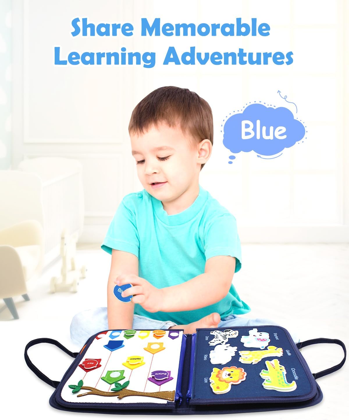 VARANO Montessori – Libro de mesa de juguete para niños de 1, 2, 3 años, juguetes sensoriales educativos para niños pequeños de 1 a 3 años,