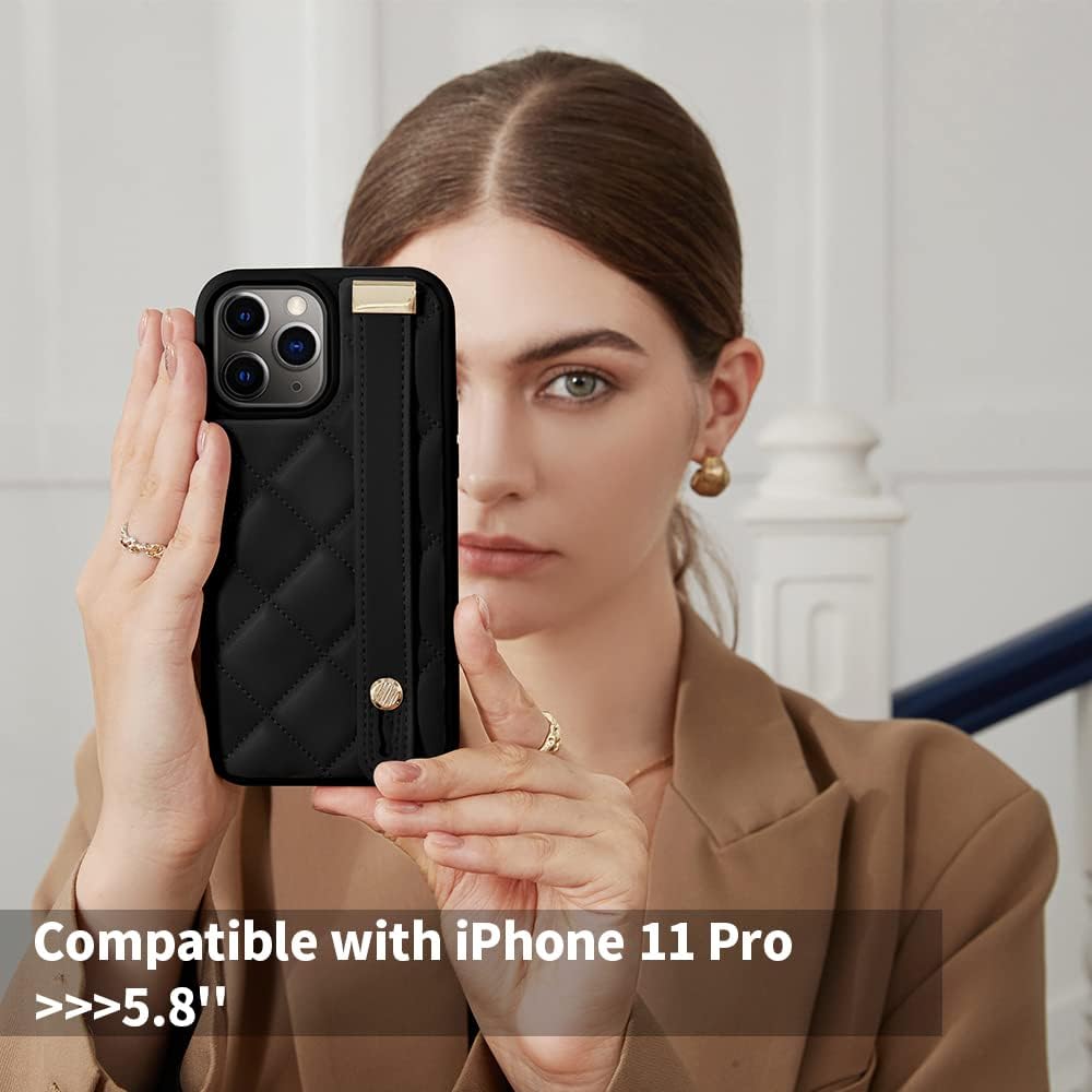 ZVE iPhone 11 Pro – Funda acolchada de cuero a prueba de golpes, con función atril para mujer, compatible con iPhone 11 Pro, 5.8 pulgadas, color