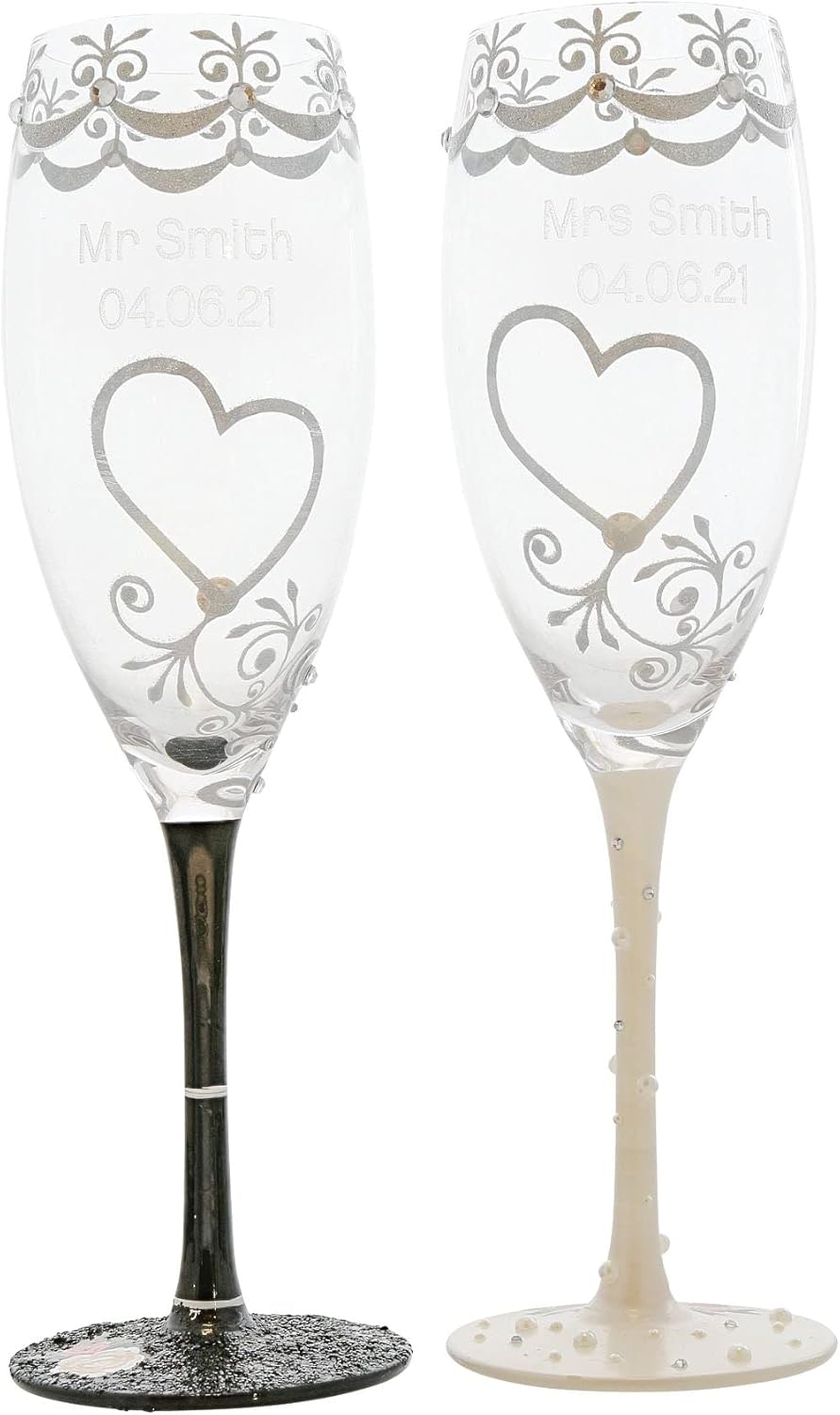 Enesco Designs by Lolita Mrs. Wedding Toasting – Juego de flauta de champán artesanal pintada a mano, 2 unidades (paquete de 1), multicolor