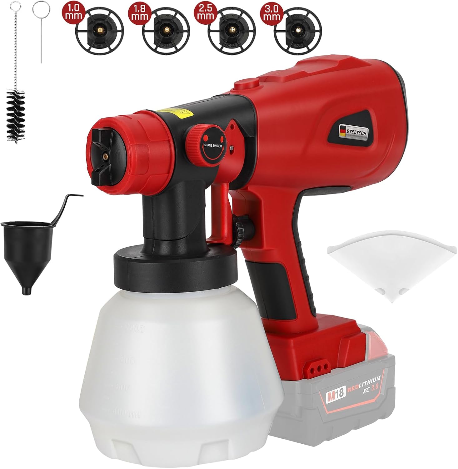 Pulverizador de pintura para batería Milwaukee M18 de 18 V, pistola de pintura en aerosol HVLP con motor sin escobillas y boquilla de cobre,