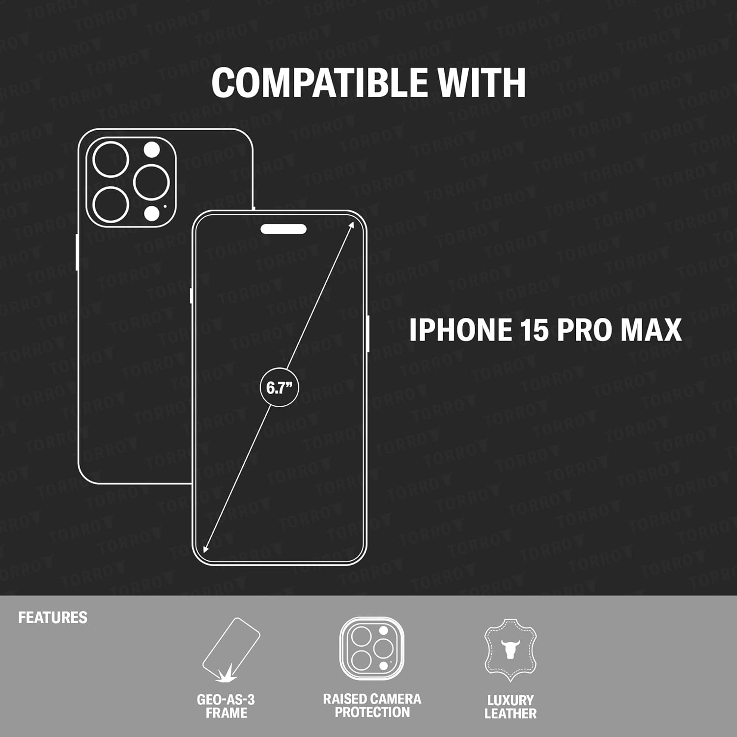 TORRO Funda de cuero compatible con iPhone 15 Pro Max – Funda de cuero de primera calidad – Azul marino