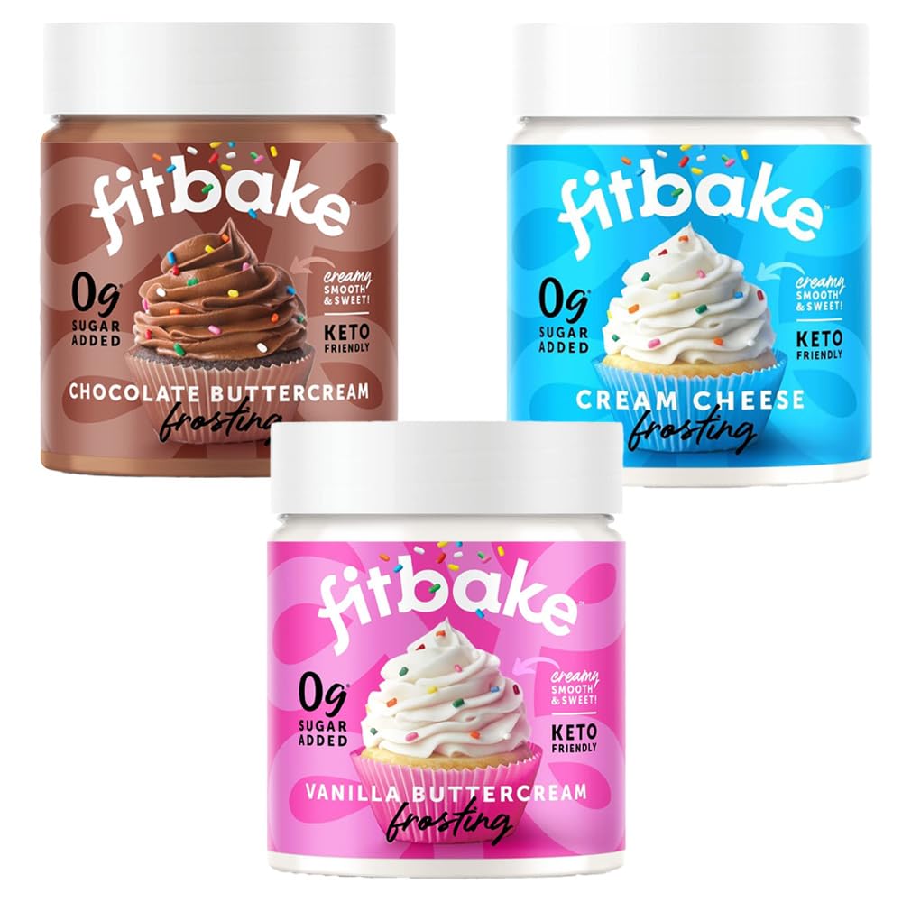 FitBake Glaseado de crema de mantequilla de queso crema, vainilla y chocolate, glaseado keto para postres bajos en carbohidratos, sin azúcar