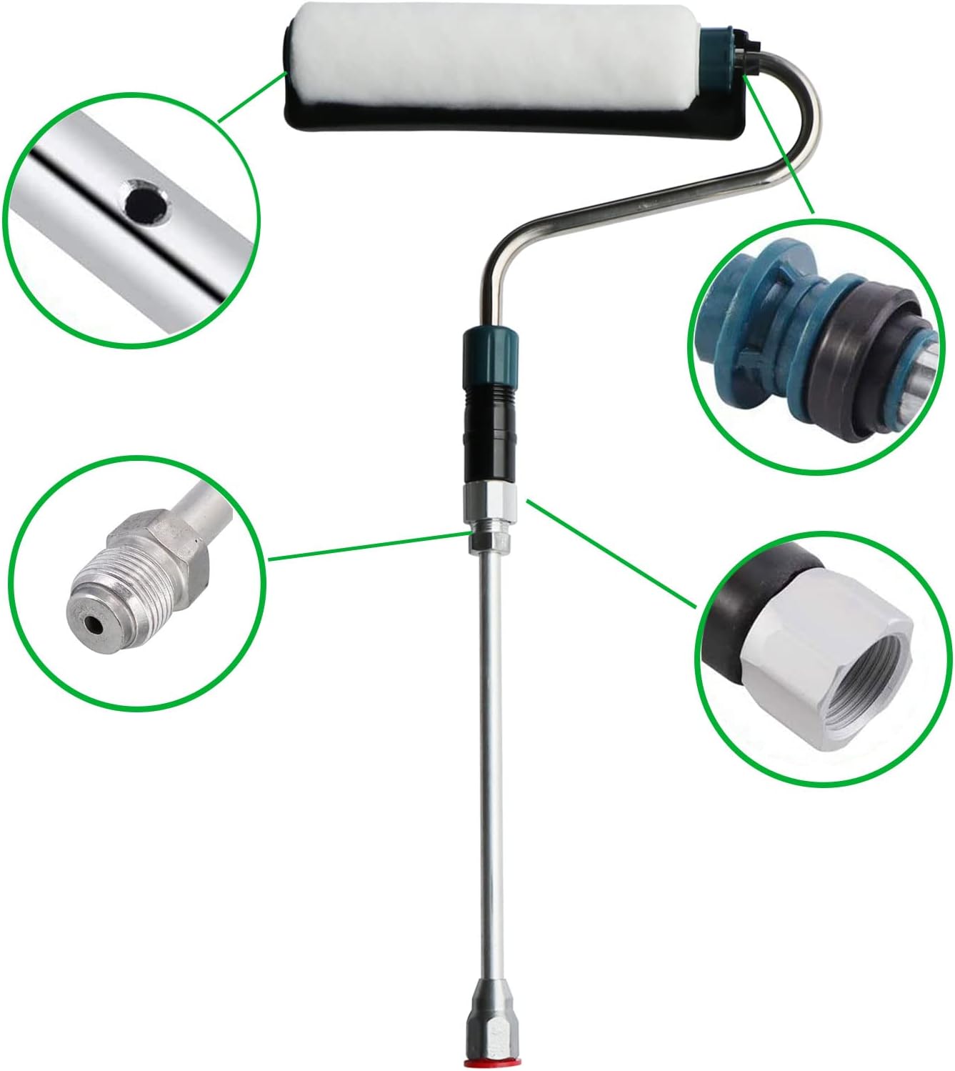 Herramienta de pintura profesional de 180 grados con brazo de rodillo giratorio con poste de extensión de 11 pulgadas para equipos de pulverización