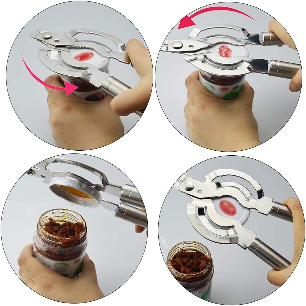 Abrelatas manual de borde liso, antideslizante, multifunción, abridor de botellas de cerveza resistente para manos débiles, personas mayores con