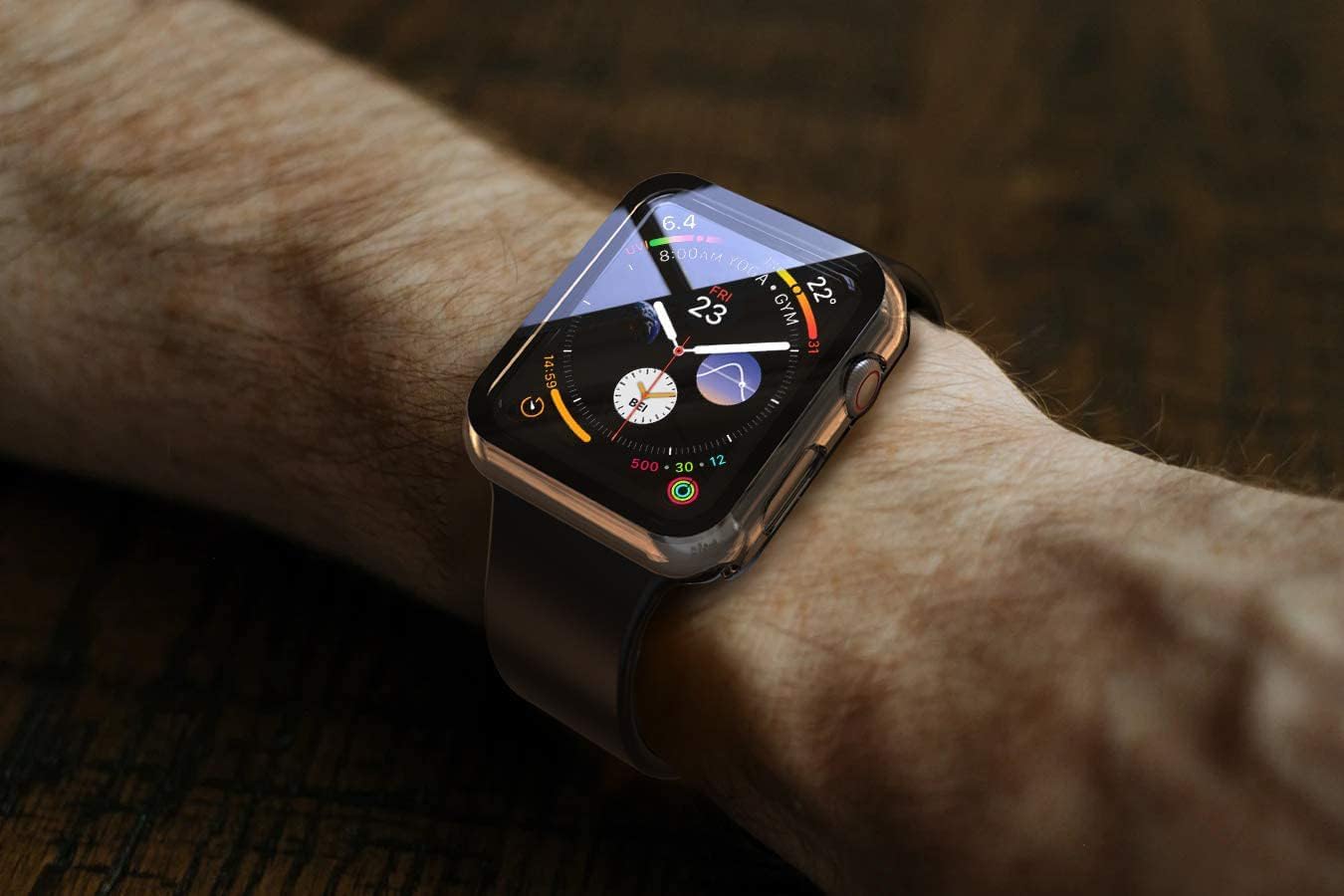 Misxi – Juego de 2 fundas rígidas de policarbonato con protector de pantalla de vidrio templado para Apple Watch Series 456SE de 44 mm, ultrafina,
