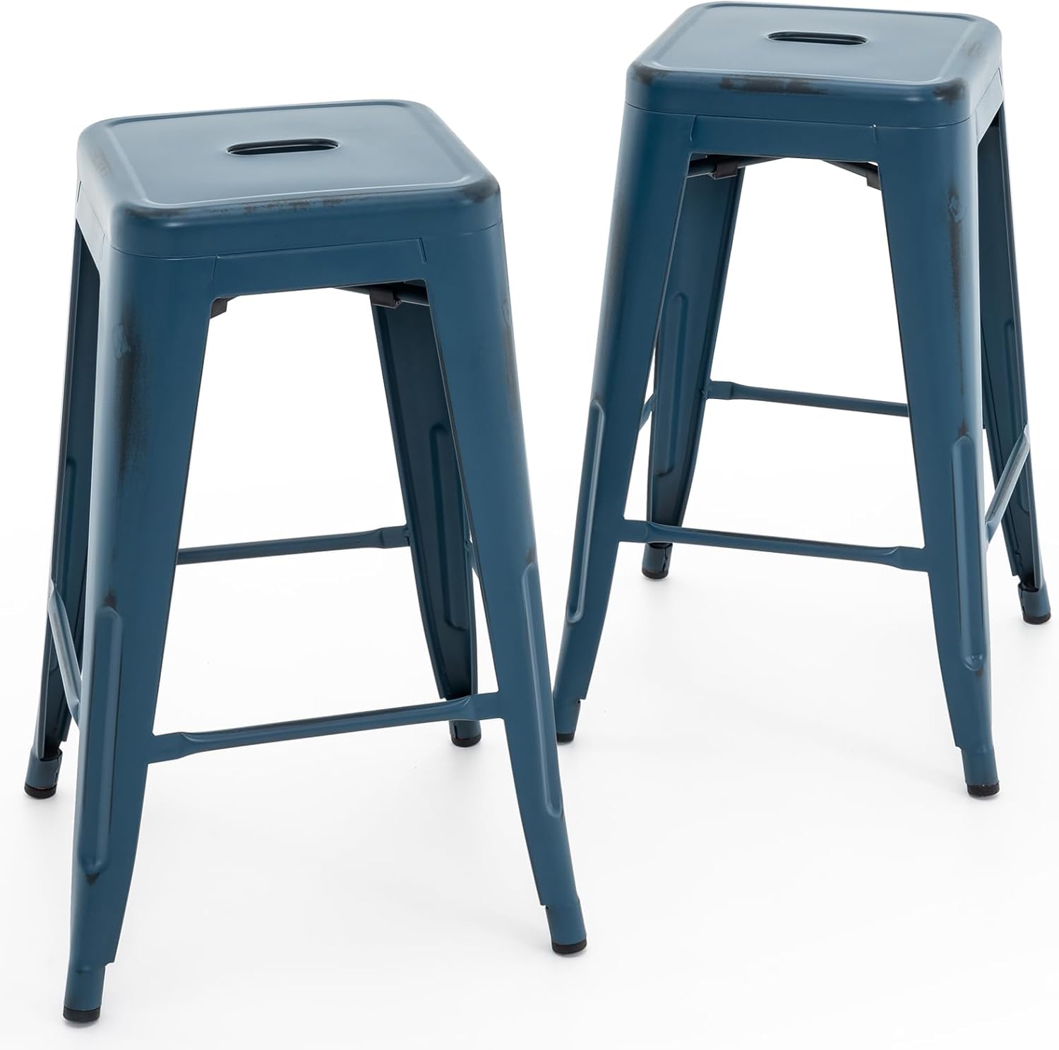 Vogue Furniture Direct Taburetes de bar de metal de 24 pulgadas, taburetes de bar de altura de mostrador, taburetes apilables para interiores y