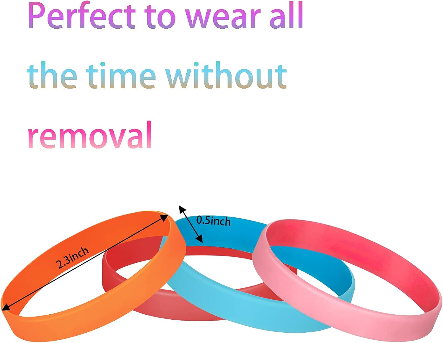 Sumind 100 pulseras de silicona en blanco, pulseras elásticas de goma de colores para adultos, niños, mujeres, hombres, regalos para adolescentes