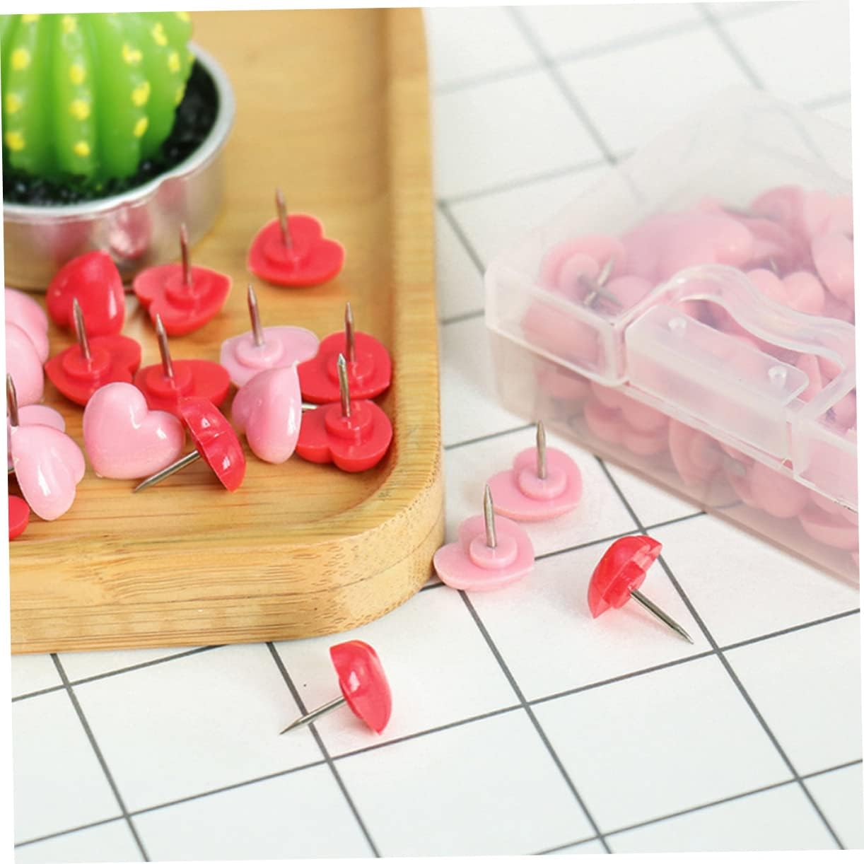 Abaodam 4 Boxes Thumbtack Wall Push Pin Map Decorative Push Pin Heart Shape Pushpin Cute Thumb Tacks Work Desk Accessories Decorative Thumb Tacks