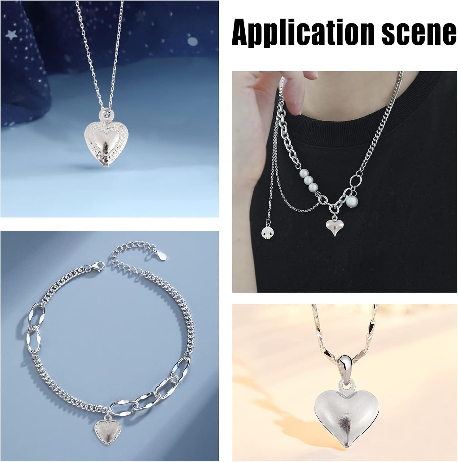 DICOSMETIC 200pcs 1.2mm Hole 316 Stainless Steel Puffy Heart Charms Tiny Love Pendants Small Cute Heart Pendants for Neckalace Bracelet Jewelry