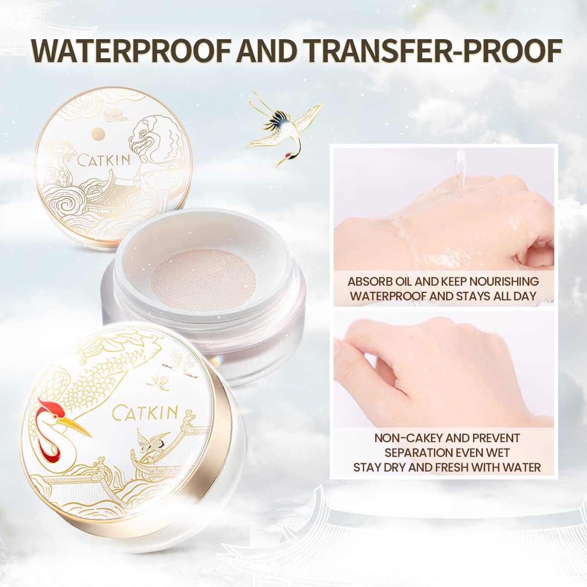 CATKIN Dreamworld Air Makeup – Polvo de acabado suelto para maquillaje, control de aceite, mate, natural, con soplo (C01 Natural)