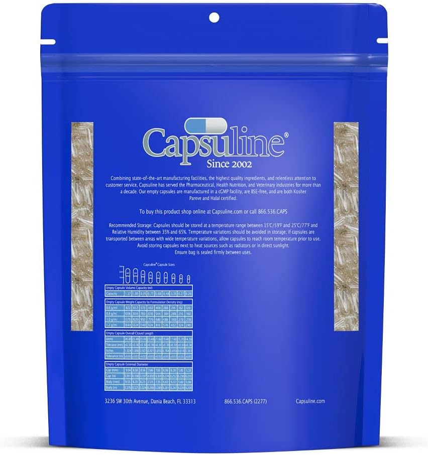 Capsuline Clear Size 1 Empty Vegetarian Capsules 1000 Count – Gelatin Capsules