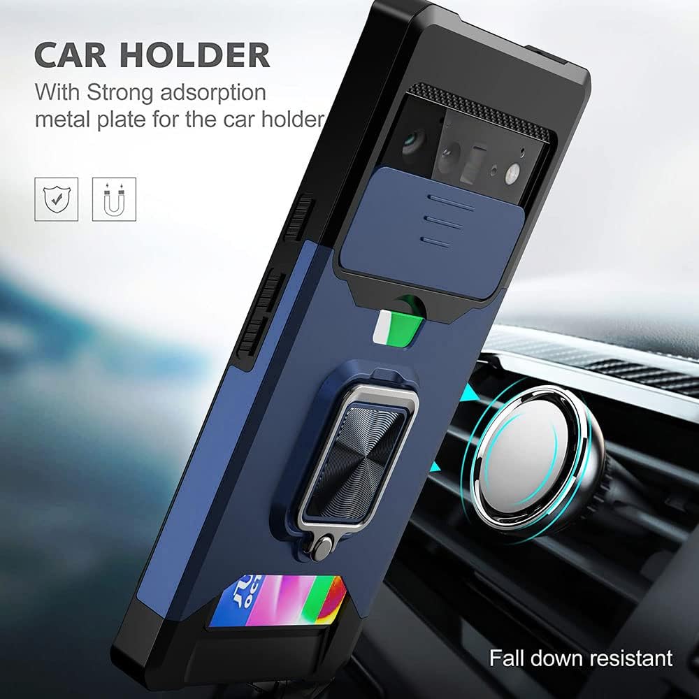 NKECXKJ Funda para teléfono con protector de pantalla para Google Pixel 6, soporte para tarjetas, soporte de soporte, resistente, delgada, a prueba