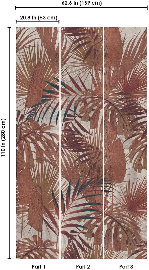 CONCORD WALLCOVERINGS  391802 – Papel tapiz floral para dormitorio, hojas de palmera, cobre beige marrón, 63 pulgadas de ancho x 110 pulgadas de