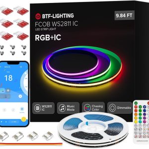BTF-LIGHTING FCOB COB WS2811 RGB+IC – Kit de tira LED de 9.8 pies, color DC12V 1890LED de 0.394 in de ancho, tira LED de sincronización Bluetooth, BTF-LIGHTING FCOB COB WS2811 RGB+IC – Kit de tira LED de 9.8 pies, color DC12V 1890LED de 0.394 in de ancho, tira LED de sincronización Bluetooth,