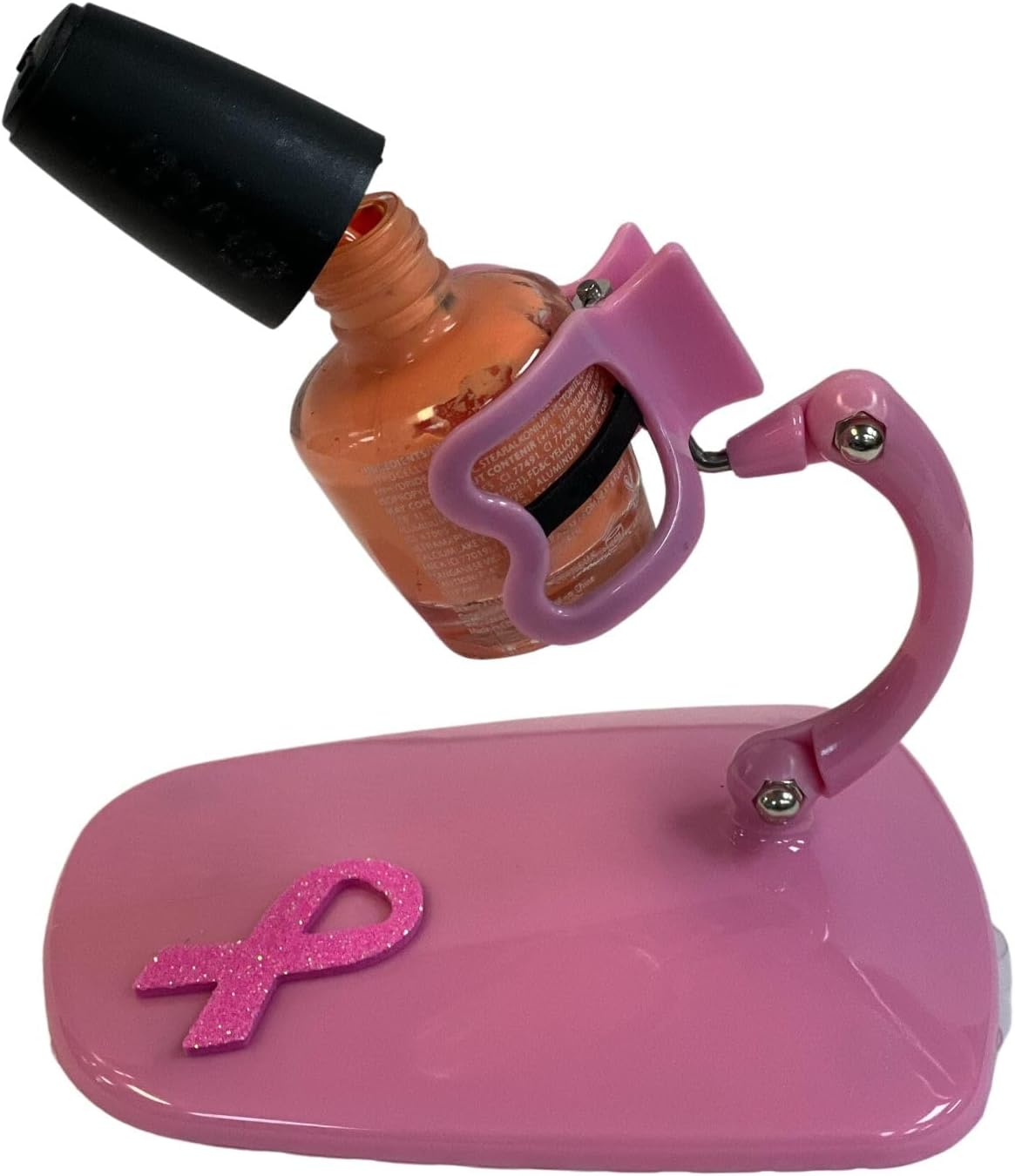 Grip & Tip Soporte de esmalte de uñas rosa para concientización sobre el cáncer de mama, herramienta de pulido de manicura y pedicura, soporte