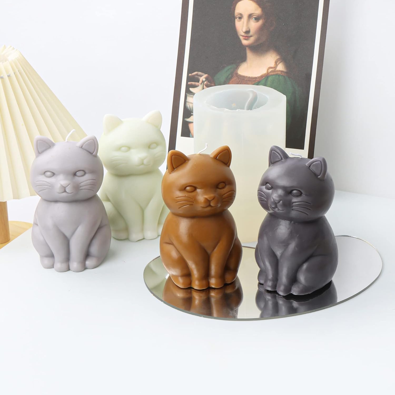 Molde de vela 3D para gatos, molde de fundición de resina animal de silicona, molde de silicona para gatos gordos para chocolate, fondant, jabón,