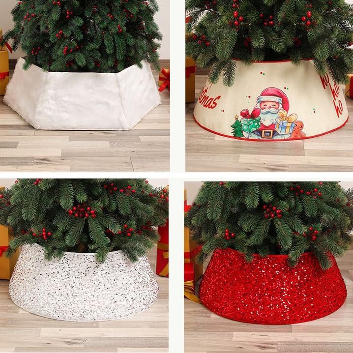 Base de falda para árbol de Navidad, redonda, cuadriláterahexagonal, decoración de tronco, cuello definitivo, varios tamaños, perfecto para