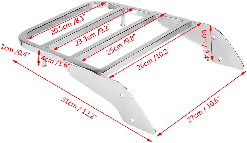 KIMISS Portaequipajes trasero, para motocicleta, barra Sissy Bar para Honda Shadow VT750 C2 1997-2003 (cromo plateado)
