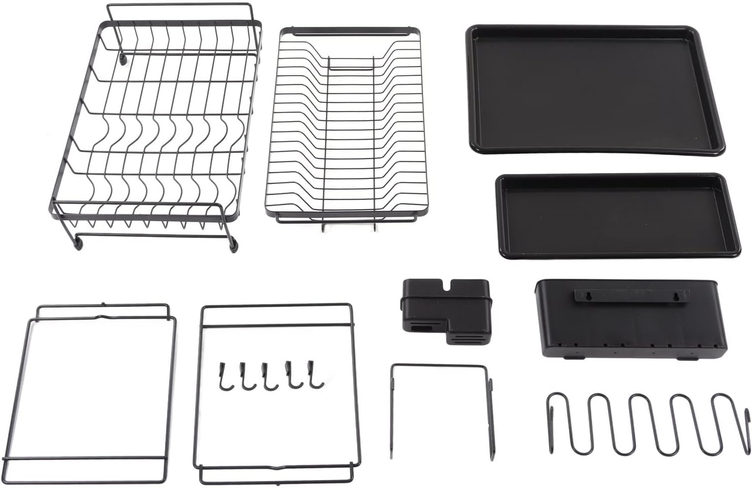 Escurridor de platos con escurridor de platos grande de 2 niveles con soporte para utensilios, estante para tazas, colador de disco de acero al