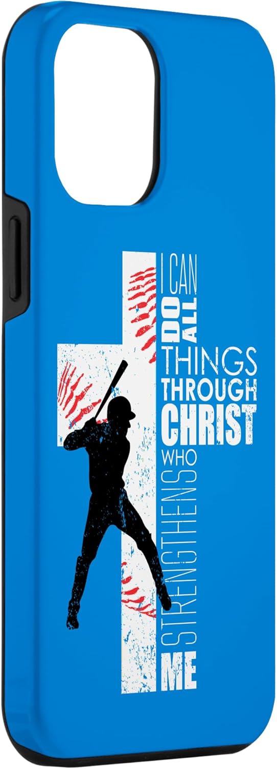 iPhone 14 Pro Max – Funda para teléfono con texto en inglés “Cross Biblia”, regalos de béisbol cristiano