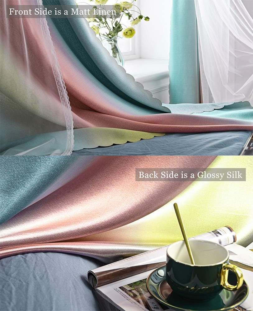 Yancorp Cortinas para dormitorio de niñas, habitación de niños, cortinas de cuarto de bebé, cortina de 63 pulgadas de largo, con ojales, decoración