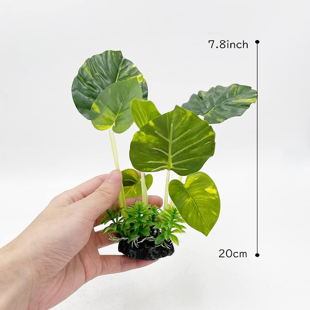 Plantas de acuario, decoraciones de pecera, plantas artificiales de plástico, peces dorados, paisaje acuático, cuerosdescanso (hoja)