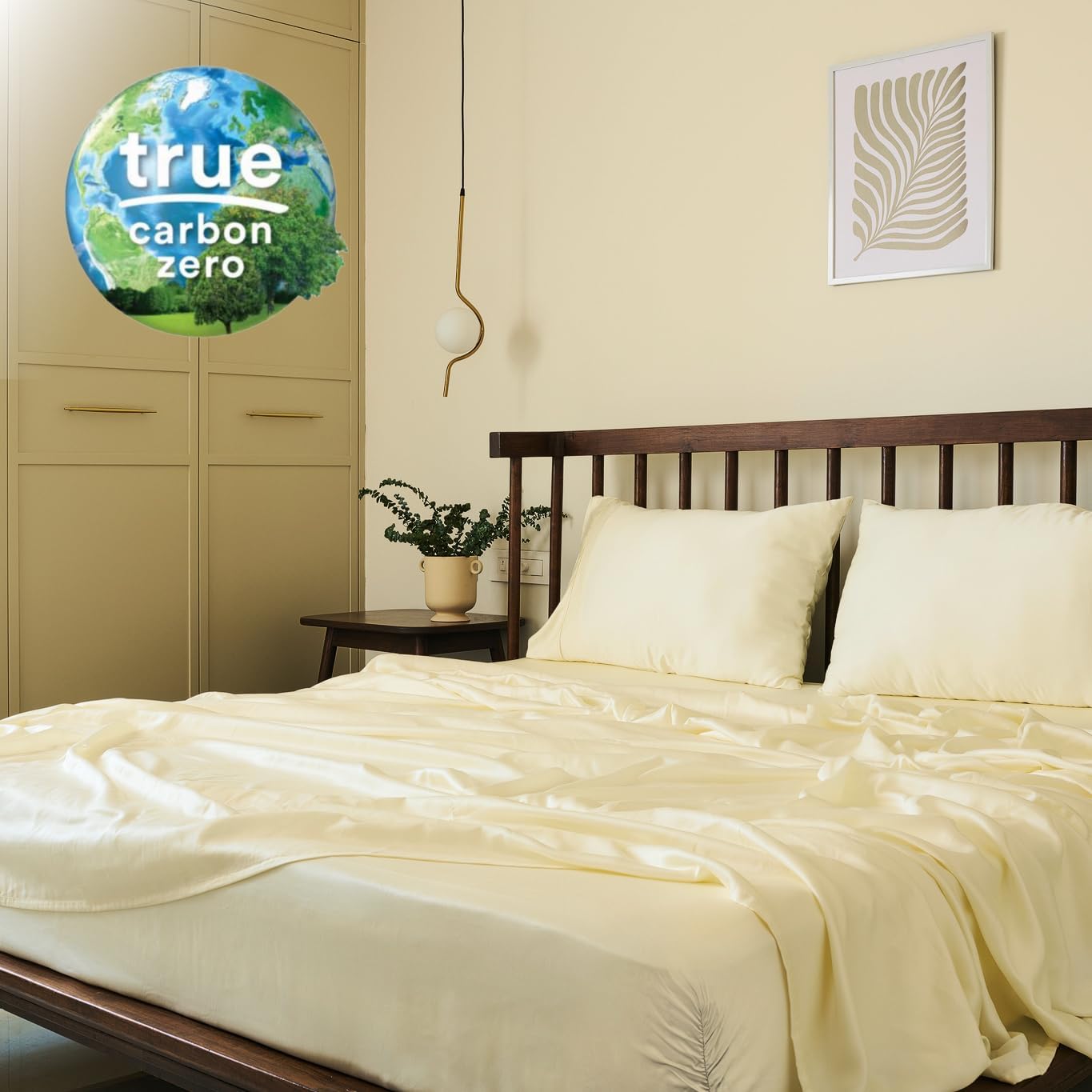 Sábanas certificadas 100% Tencel Lyocell  Juego de 4 piezasTejido satinadoCarbono verdadero ceroSuave a la pielEtiquetas de genuidad