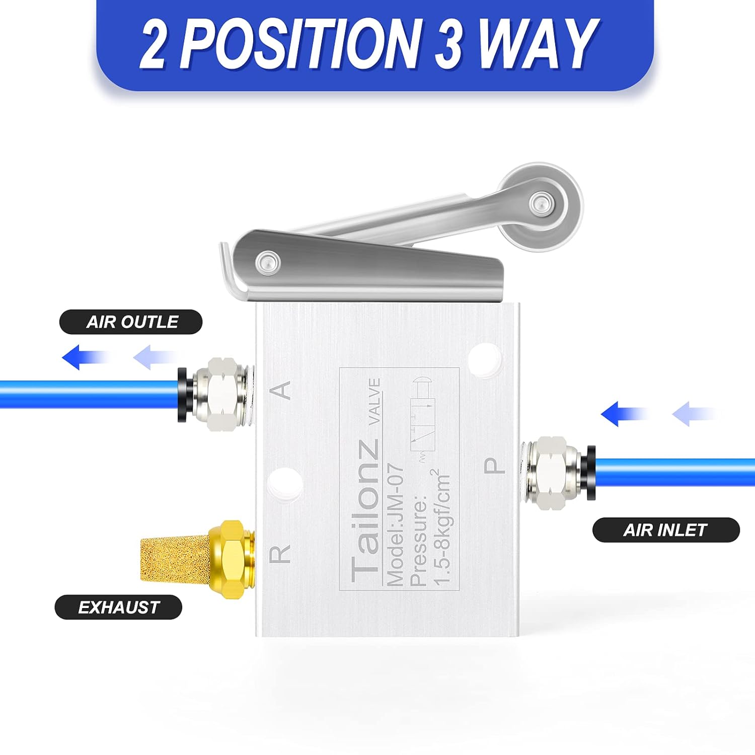 TAILONZ PNEUMATIC Válvula mecánica neumática JM-07 del rodillo de la manera 14 de la pulgada de 2 posiciones 3