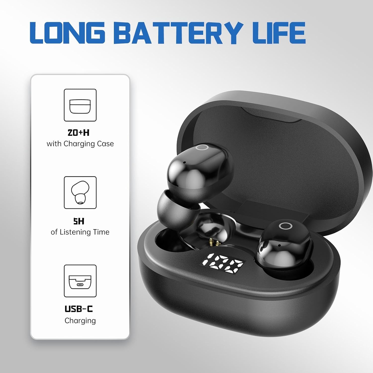 viken Mini auriculares inalámbricos Bluetooth de 5.3 pulgadas, auriculares ligeros con micrófono integrado, IPX5 impermeable, sonido premium