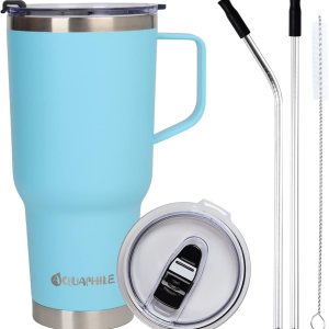 AQUAPHILE Vaso de 40 onzas con asa, vaso de acero inoxidable al vacío con tapa y popotes, botella de agua aislada reutilizable que cabe en el AQUAPHILE Vaso de 40 onzas con asa, vaso de acero inoxidable al vacío con tapa y popotes, botella de agua aislada reutilizable que cabe en el