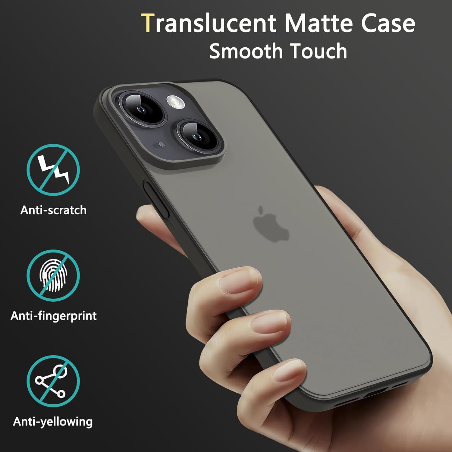 Funda rígida para iPhone 13 iPhone 14 protector de lente de 0.2 pulgadas protección de grado militar de 6.6 pies Funda translúcida mate delgada a