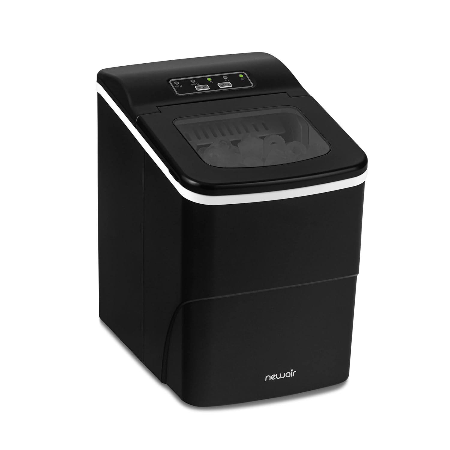 Newair Máquina de hielo para encimera, negro mate, portátil y ligera, control intuitivo, tamaño de hielo grande o pequeño, piezas fáciles de limpiar