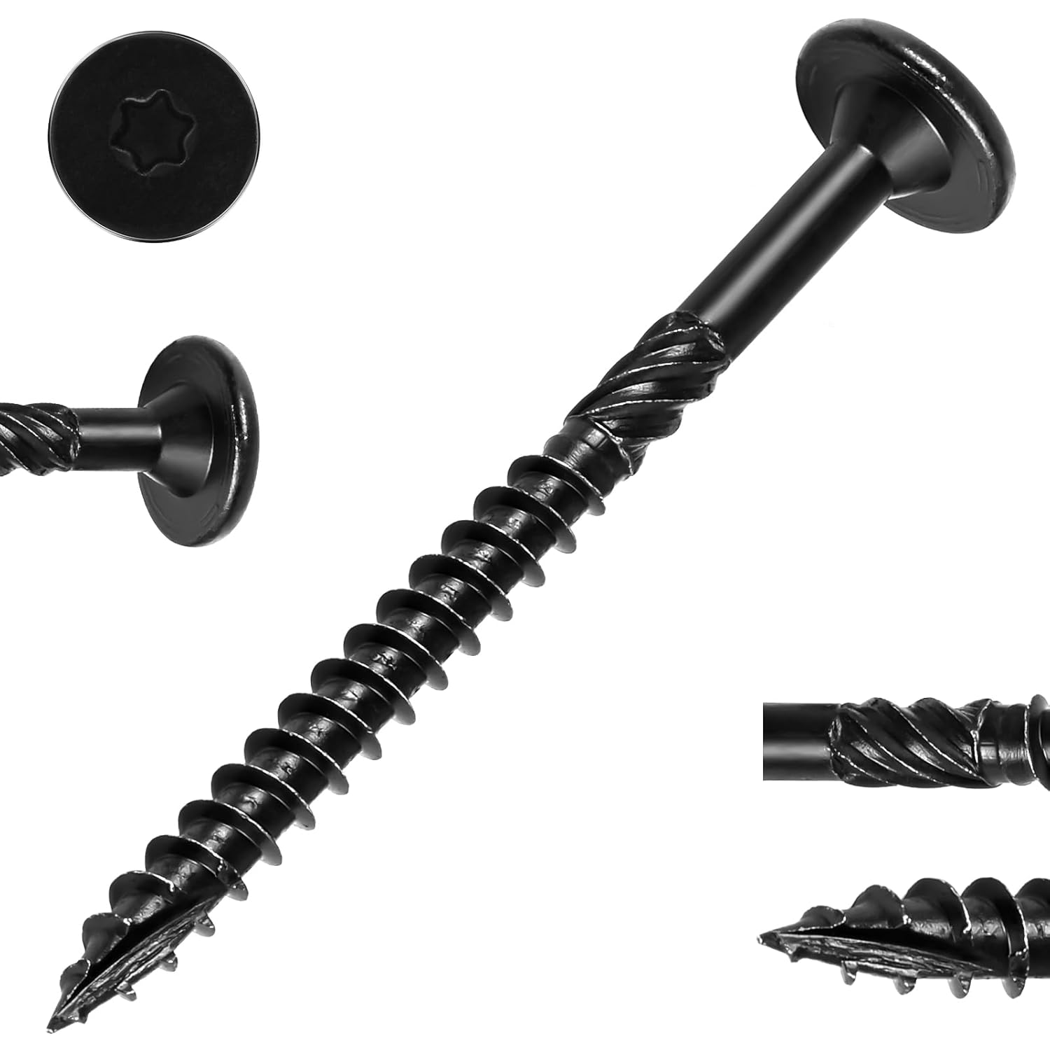 FMhotu Tornillos de cubierta para exteriores resistentes de 4-12 pulgadas, 250 tornillos para madera de cubierta con accionamiento de estrella,
