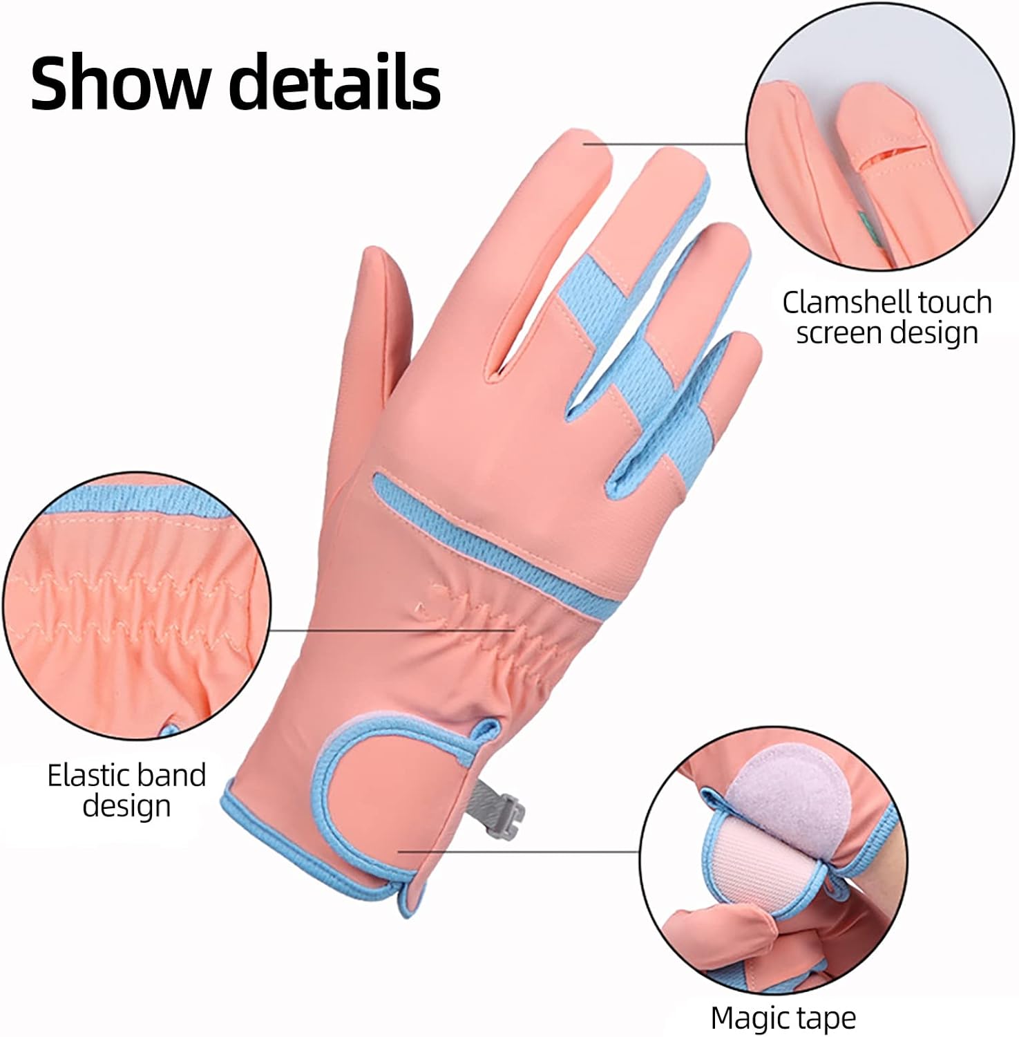 1 par de guantes de conducción de seda de hielo de verano con cinta de cierre ajustable, guantes de protección solar para mujer, con punta de dedos