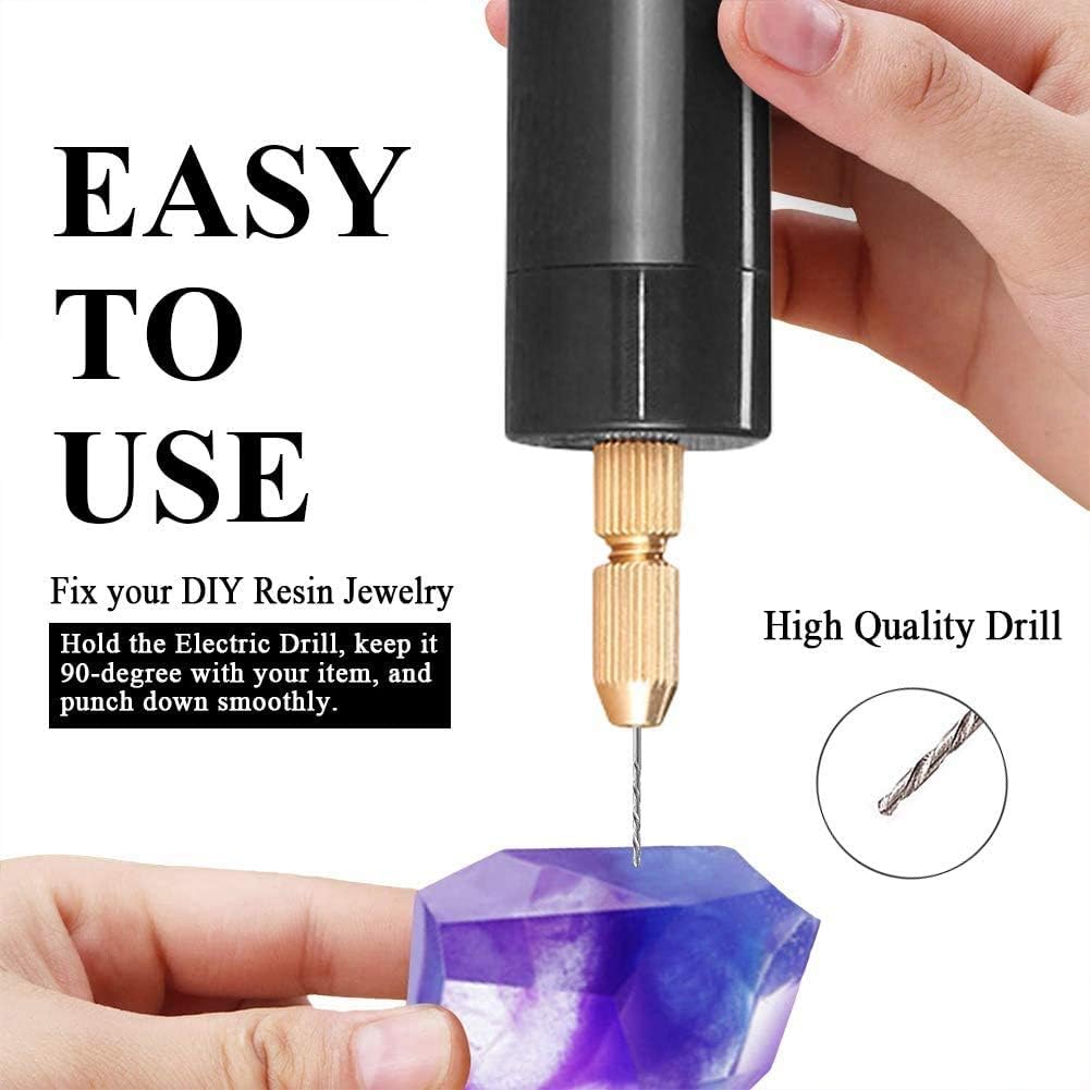 TAMOSH 0.028-0.047 in – Juego de taladro de mano eléctrico para resina, mini taladro eléctrico para fabricación de joyas Kit de tornillo de banco