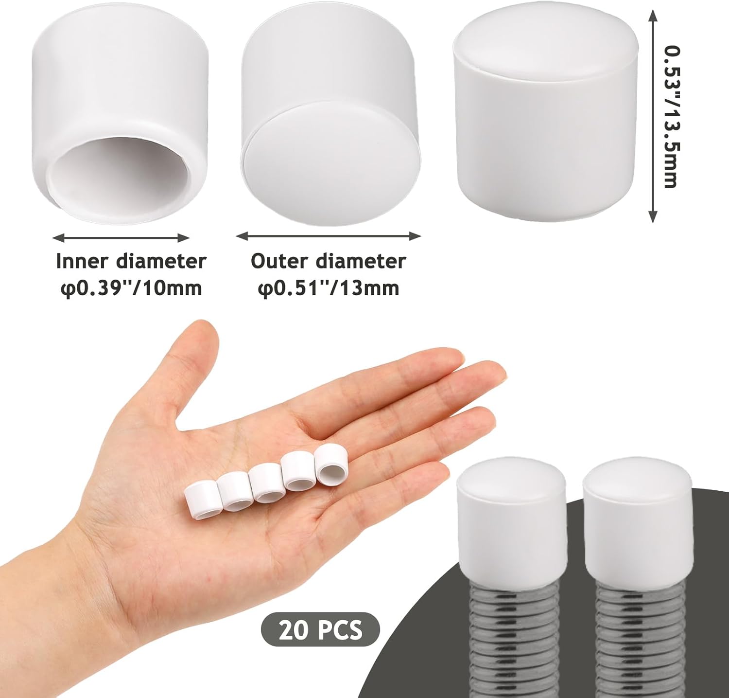20 tapones de puerta de 0.39 pulgadas de repuesto de punta de goma, puntas de parachoques de puerta, tapas de tope de puerta para protección de