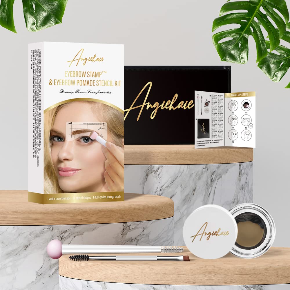 Kit de plantillas para cejas, sello de cejas, 24 plantillas de cejas gruesas y finas con 2 aplicadores de cepillo de doble punta y esponja, cejas
