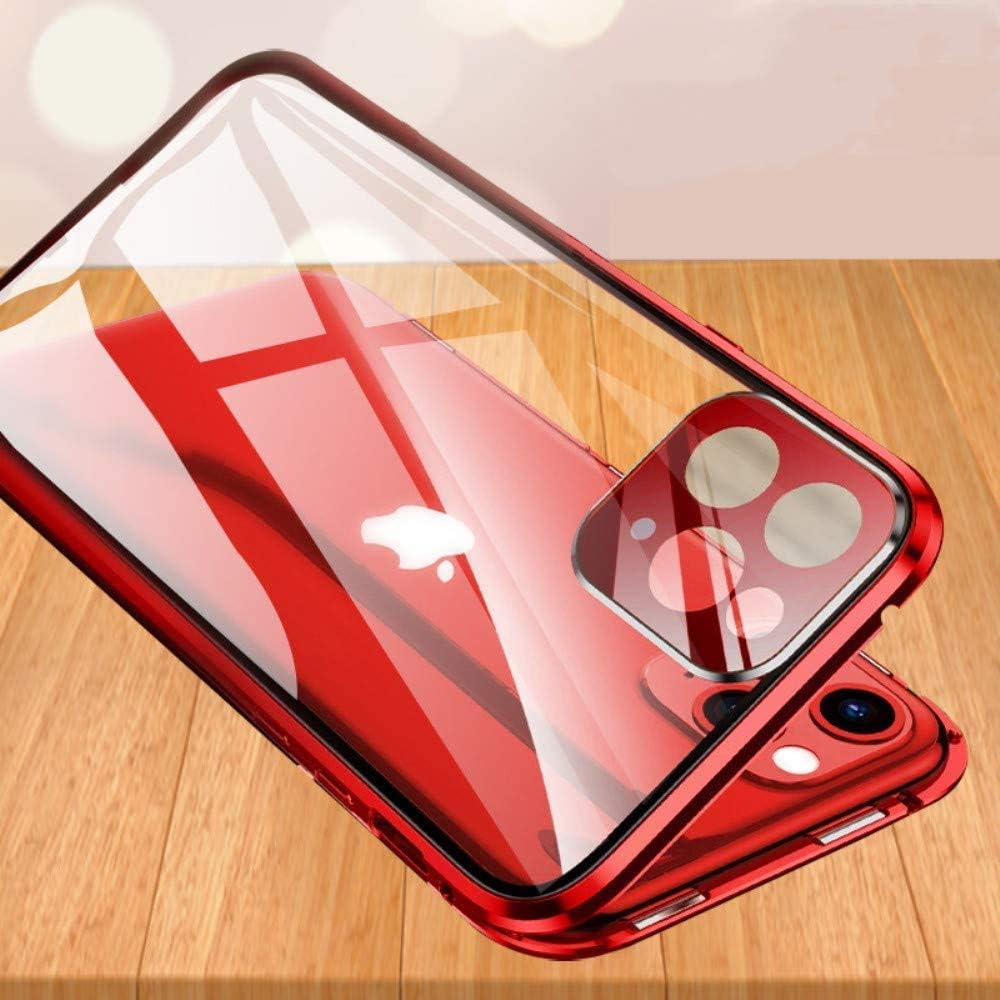 HENGHUI Funda antimiradas con cerradura para iPhone 13 Pro Max, funda magnética de vidrio con protector de lente de cámara integrado, protector de