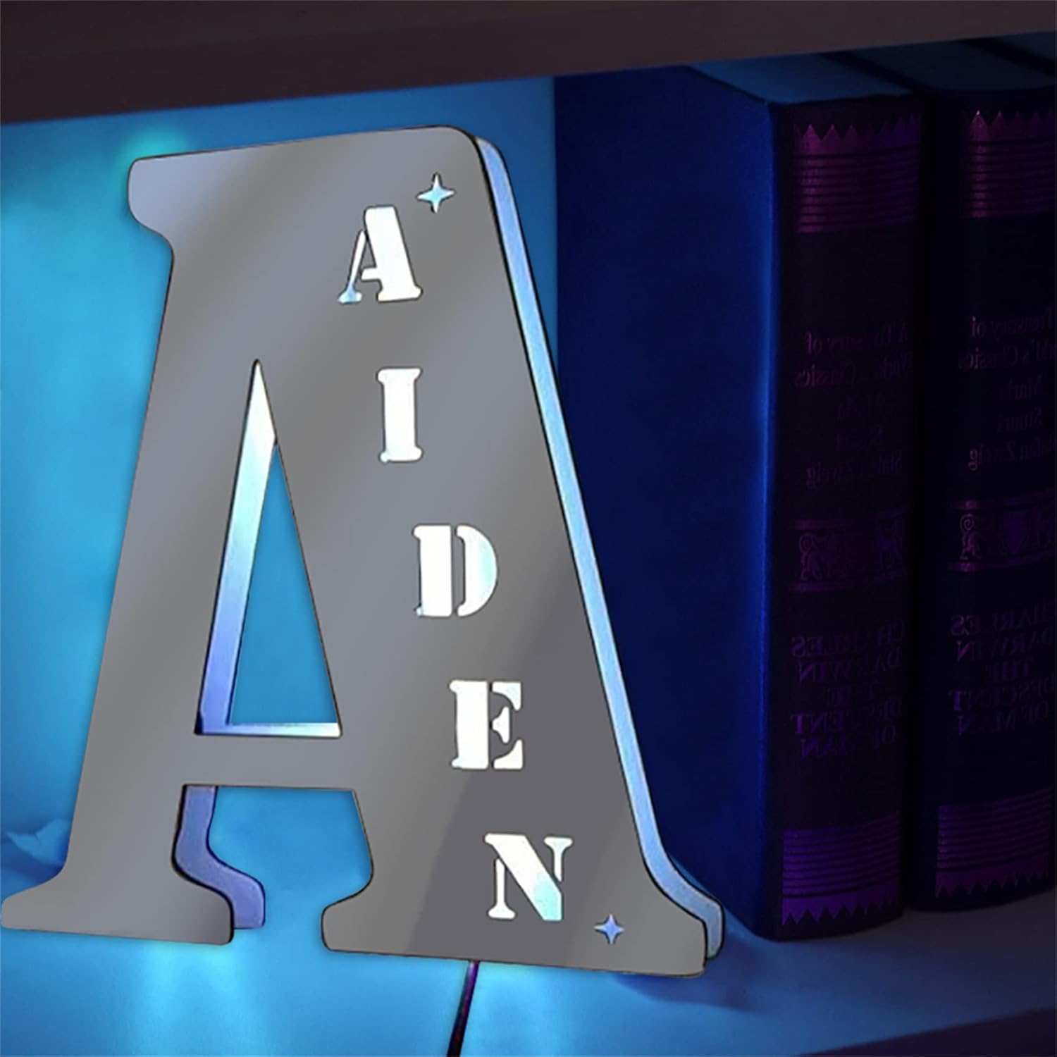 Letrero de espejo de letra personalizado con luces LED, letrero de espejo con nombre de neón personalizado con luces LED, decoración de pared para