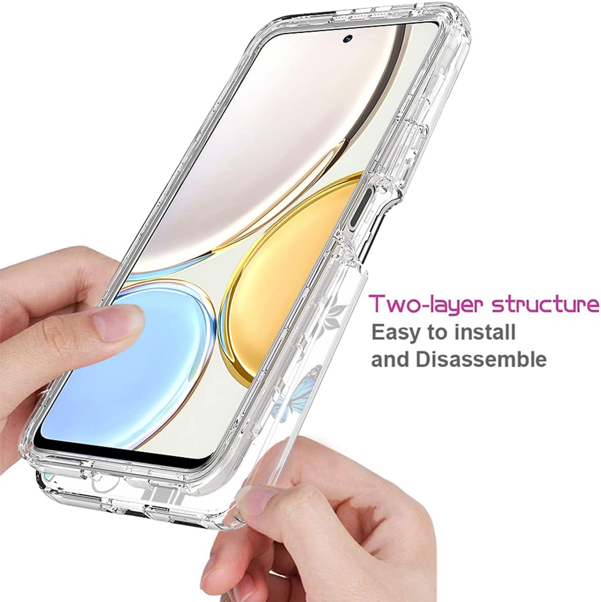 Funda para Honor X9 (4G5G)Honor X30Magic4 Lite con protector de pantalla de vidrio templado, cuerpo completo, transparente, flexible, con diseño