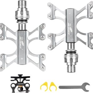 Pedales ultraligeros MTB 916 pulgadas aleación de aluminio CNC liberación rápida hebilla pedales 3 rodamientos sellados con pedales soporte de Pedales ultraligeros MTB 916 pulgadas aleación de aluminio CNC liberación rápida hebilla pedales 3 rodamientos sellados con pedales soporte de