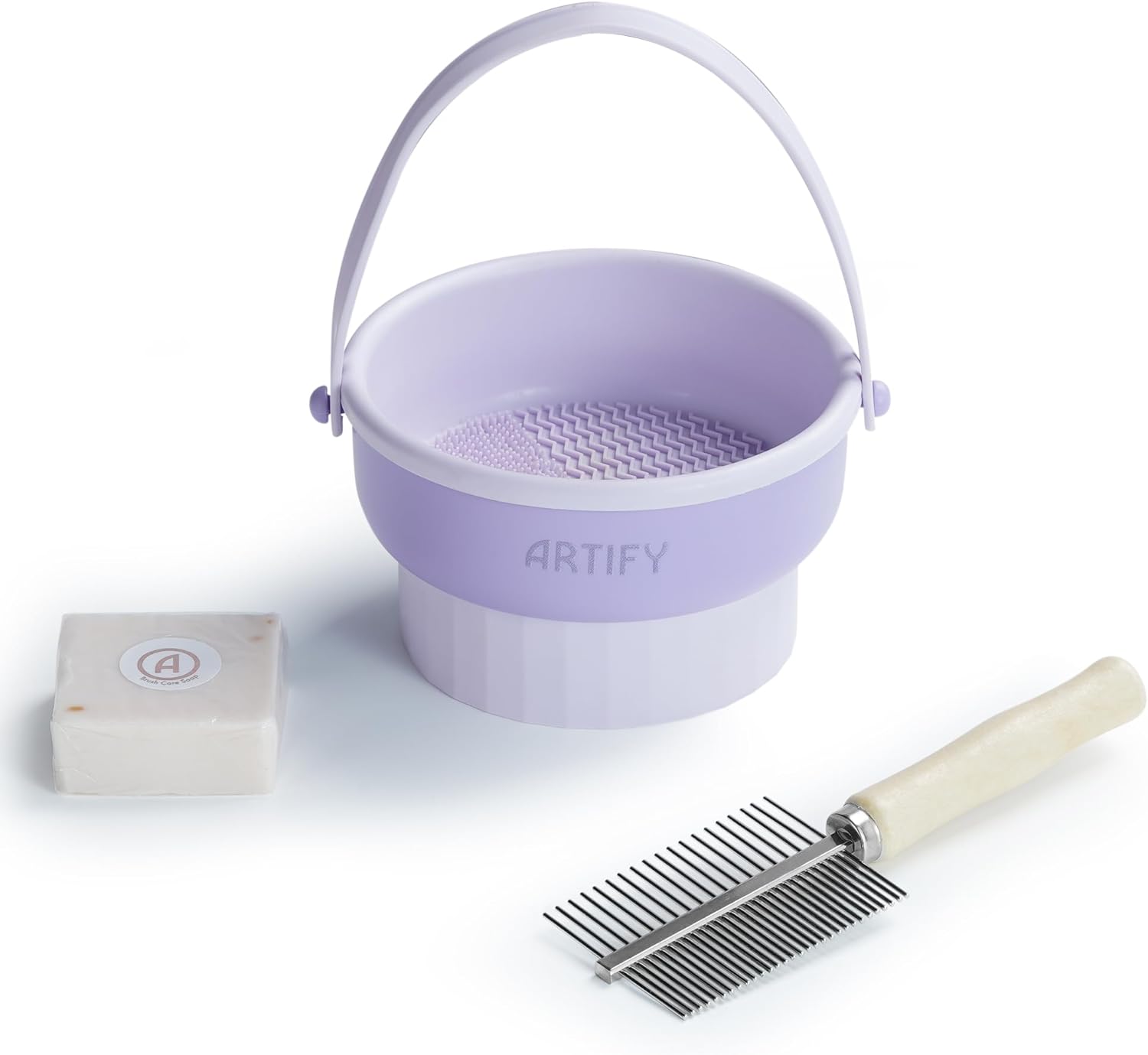 ARTIFY – Juego de limpiador de pinceles de pintura, soporte todo en uno, limpiador y almacenamiento de pinceles, incluye jabón para el cuidado de