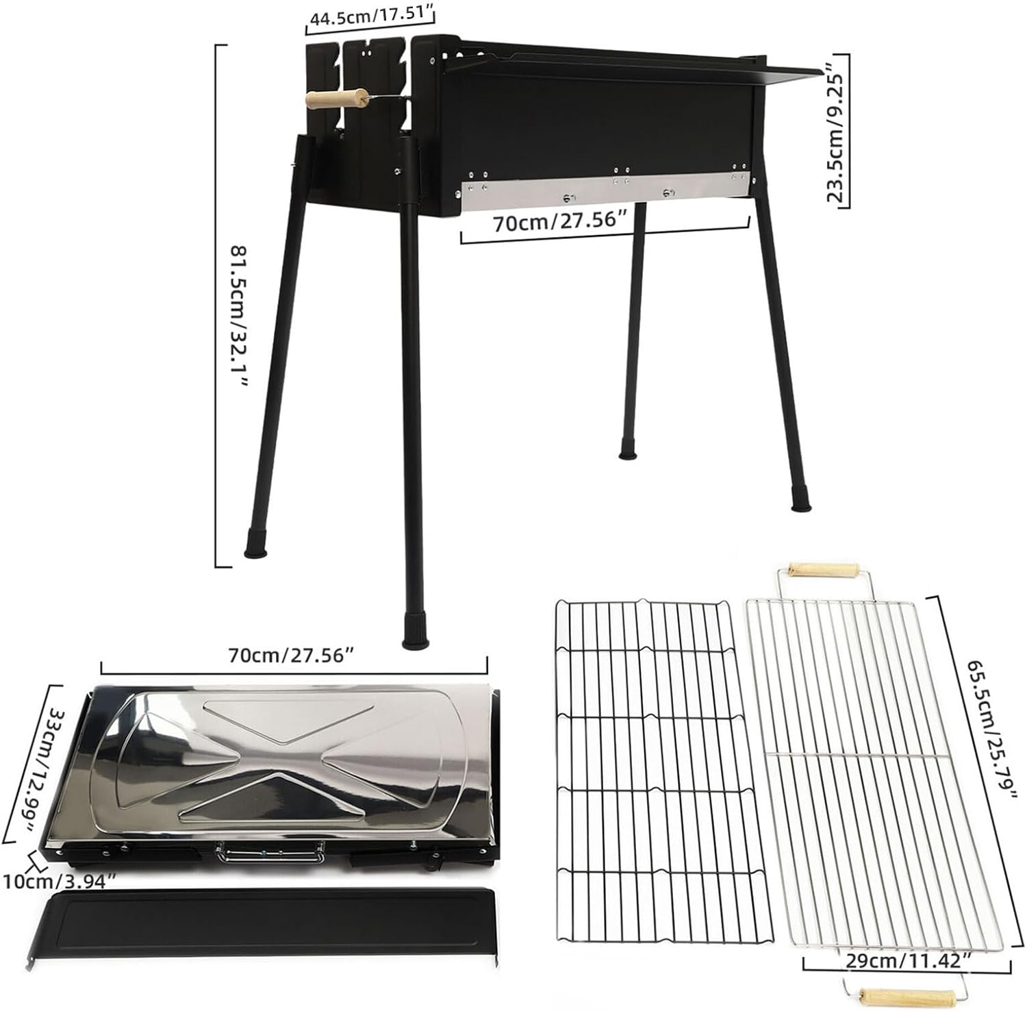 Parrilla de carbón para barbacoa, de acero inoxidable, plegable, portátil, kits de herramientas para barbacoa al aire libre, camping, senderismo,