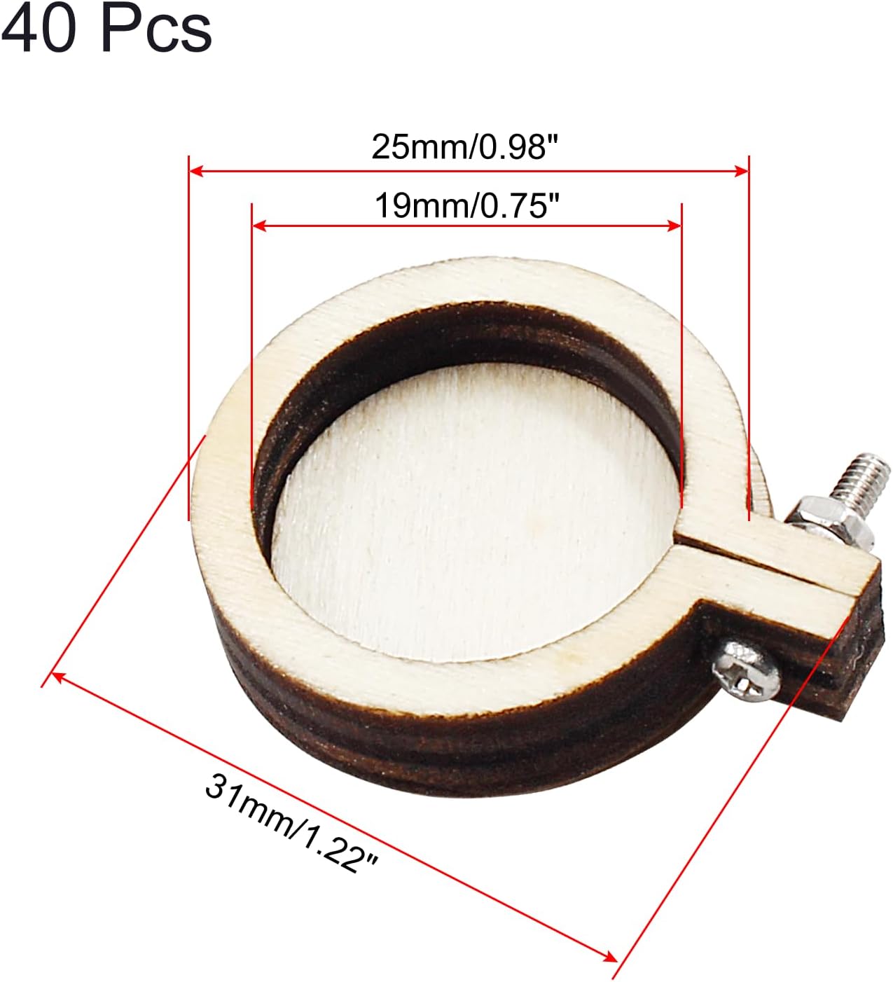 Piutouyar Mini aro de bordado de madera, pequeño aro de punto de cruz, aro de bordado redondo para llavero, colgante de bricolaje, joyería (1.2 x 1