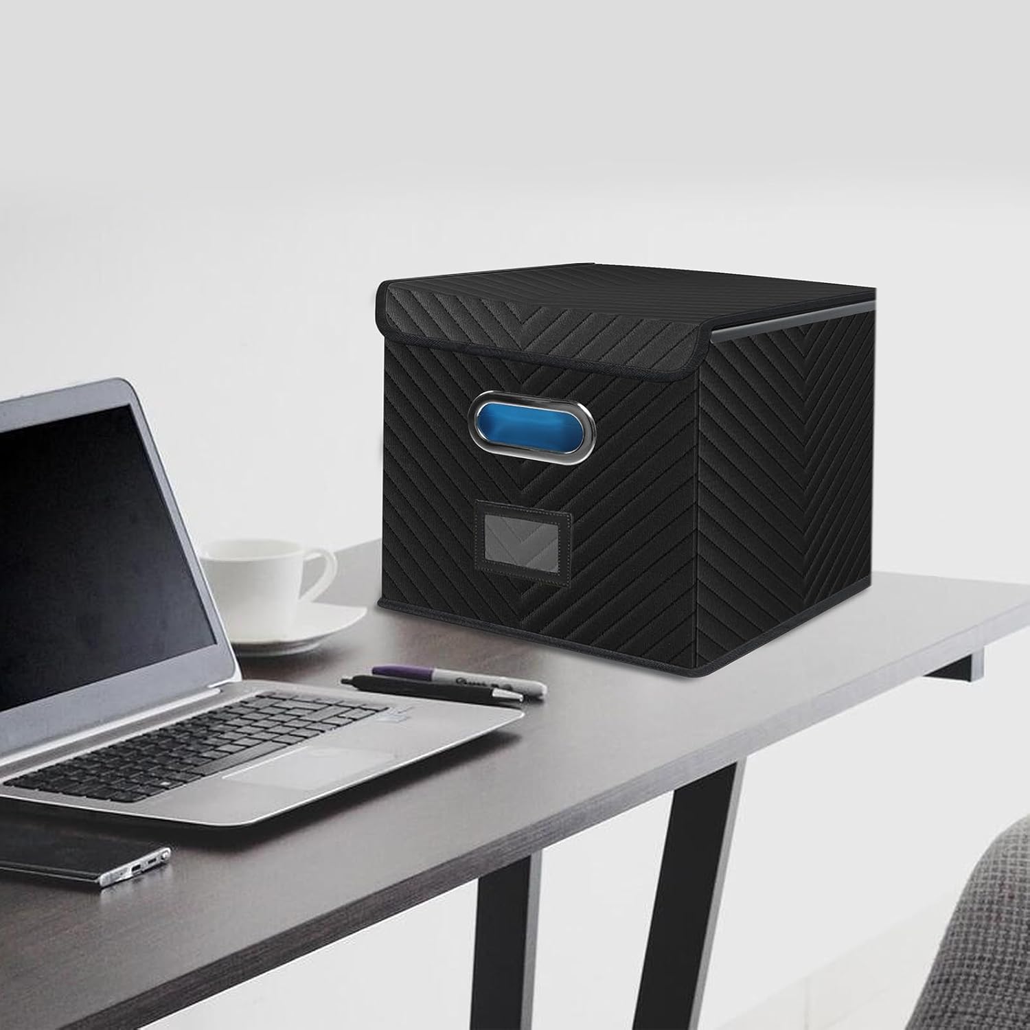 Caja organizadora de archivos con tapa, caja de archivos portátil para colgar carpetas de archivos, caja organizadora para almacenamiento de