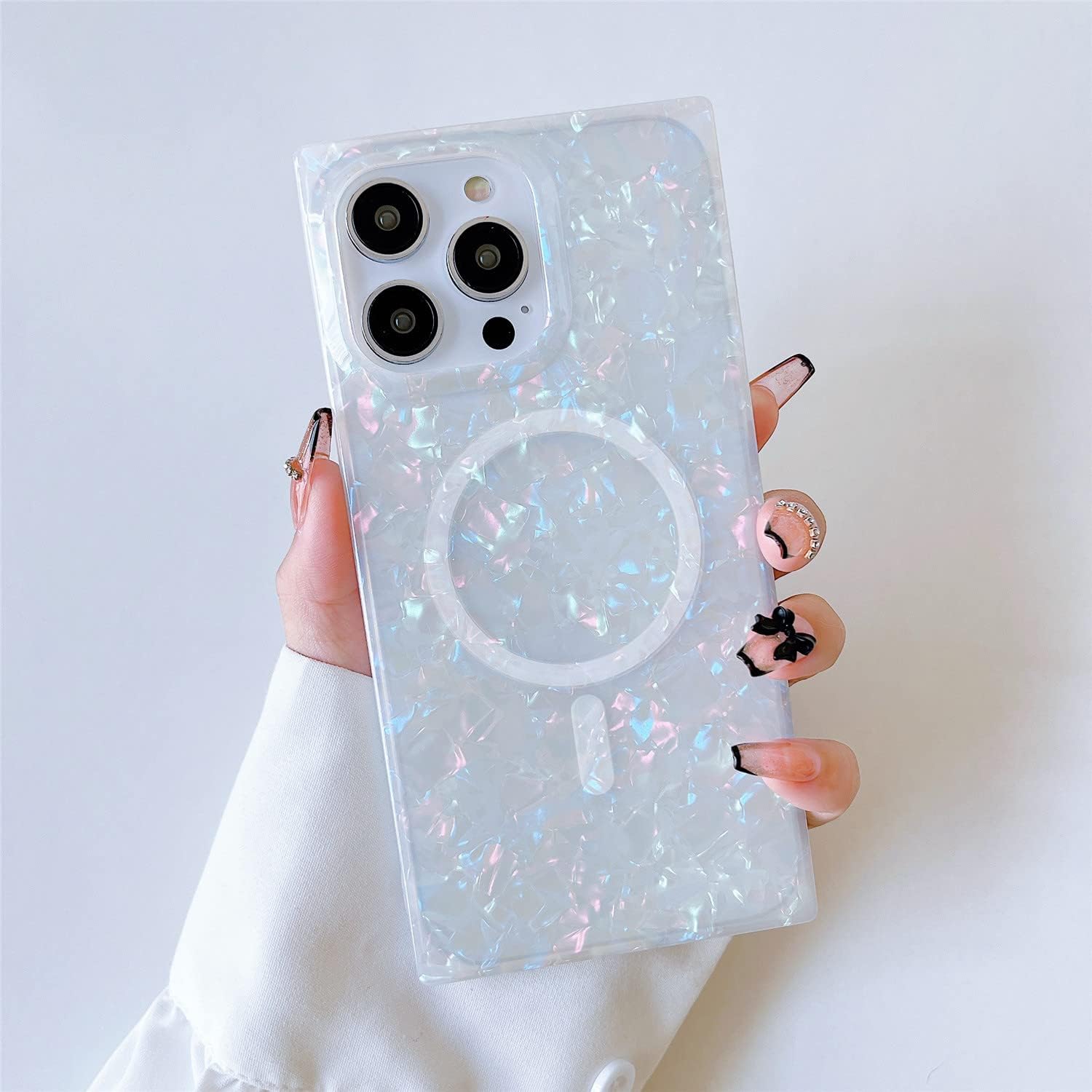 Cocomii Funda cuadrada compatible con iPhone 13 Pro Max  Compatible con MagSafe, Luxury, Slim, Glossy, Opalescent Pearl, Iridescent Glitter, Fácil